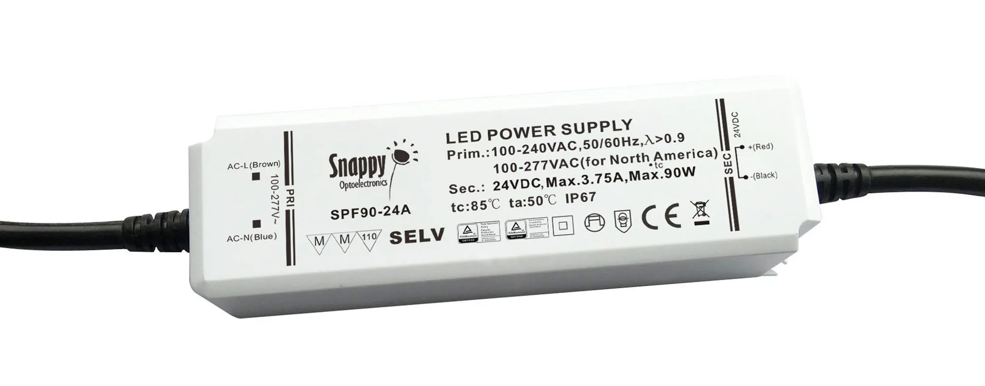 SPF90-24A  90W Constant Voltage Non-Dimmable LED Driver 24VDC IP65